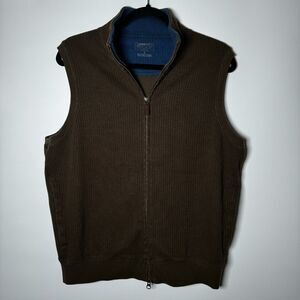 Pendleton Vest Mens Small Brown Ribbed Full Zip Academia‎ Coastal Preppy
